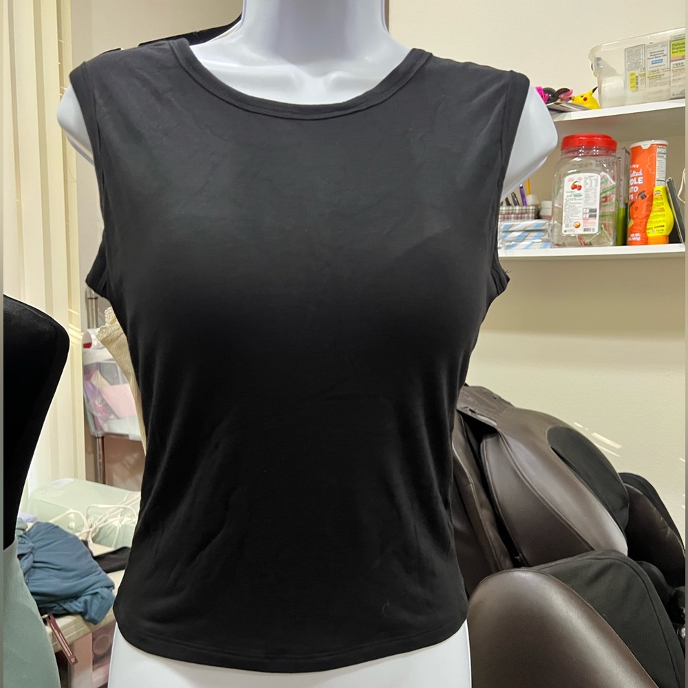 OGL Black Sleeveless Crewneck Crop Top